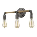 Antique Gray 3-Light Industrial Vanity with Jute Accents 9 Antique Gray 3-Light Industrial Vanity with Jute Accents