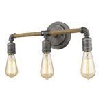 Antique Gray 3-Light Industrial Vanity with Jute Accents 10 Antique Gray 3-Light Industrial Vanity with Jute Accents
