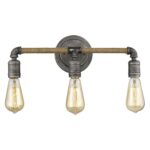Antique Gray 3-Light Industrial Vanity with Jute Accents 12 Antique Gray 3-Light Industrial Vanity with Jute Accents