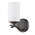 Bronze and Frosted Glass Wall Sconce with Round Backplate 6 Bronze and Frosted Glass Wall Sconce with Round Backplate