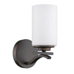 Bronze and Frosted Glass Wall Sconce with Round Backplate 7 Bronze and Frosted Glass Wall Sconce with Round Backplate