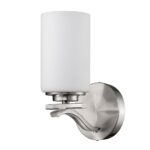 Silver and Frosted Glass Wall Sconce, Satin Nickel Finish 6 Silver and Frosted Glass Wall Sconce, Satin Nickel Finish