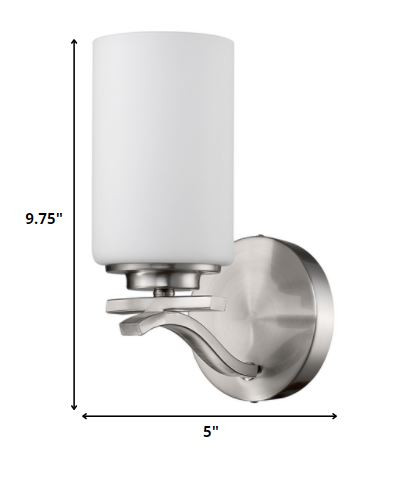 Silver and Frosted Glass Wall Sconce, Satin Nickel Finish 5 Silver and Frosted Glass Wall Sconce, Satin Nickel Finish - Image 5