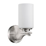 Silver and Frosted Glass Wall Sconce, Satin Nickel Finish 7 Silver and Frosted Glass Wall Sconce, Satin Nickel Finish