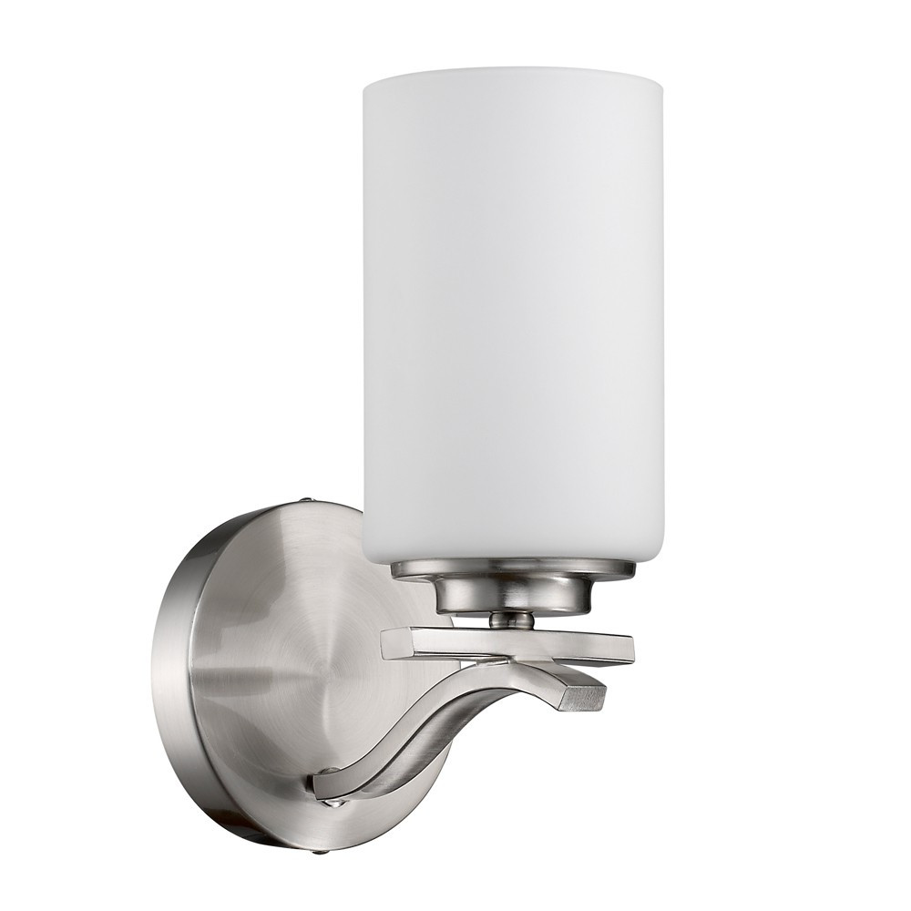 Silver and Frosted Glass Wall Sconce, Satin Nickel Finish 2 Silver and Frosted Glass Wall Sconce, Satin Nickel Finish - Image 2