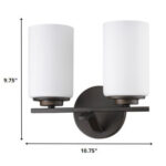 Two-Light Bronze Round Wall Sconce with Frosted Glass Shades