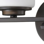Two-Light Bronze Round Wall Sconce with Frosted Glass Shades