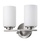 Silver and Frosted Glass Two-Light Wall Sconce 6 Silver and Frosted Glass Two-Light Wall Sconce