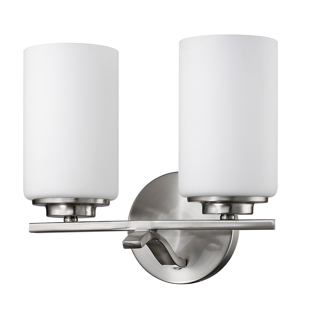 Silver and Frosted Glass Two-Light Wall Sconce 1 Silver and Frosted Glass Two-Light Wall Sconce