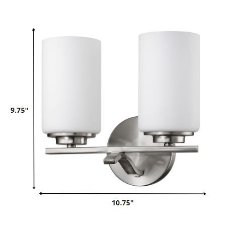 Silver and Frosted Glass Two-Light Wall Sconce 5 Silver and Frosted Glass Two-Light Wall Sconce - Image 5