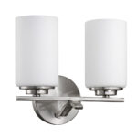 Silver and Frosted Glass Two-Light Wall Sconce 7 Silver and Frosted Glass Two-Light Wall Sconce