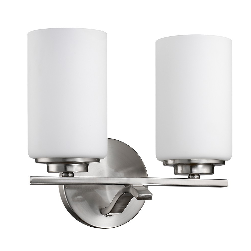 Silver and Frosted Glass Two-Light Wall Sconce 2 Silver and Frosted Glass Two-Light Wall Sconce - Image 2