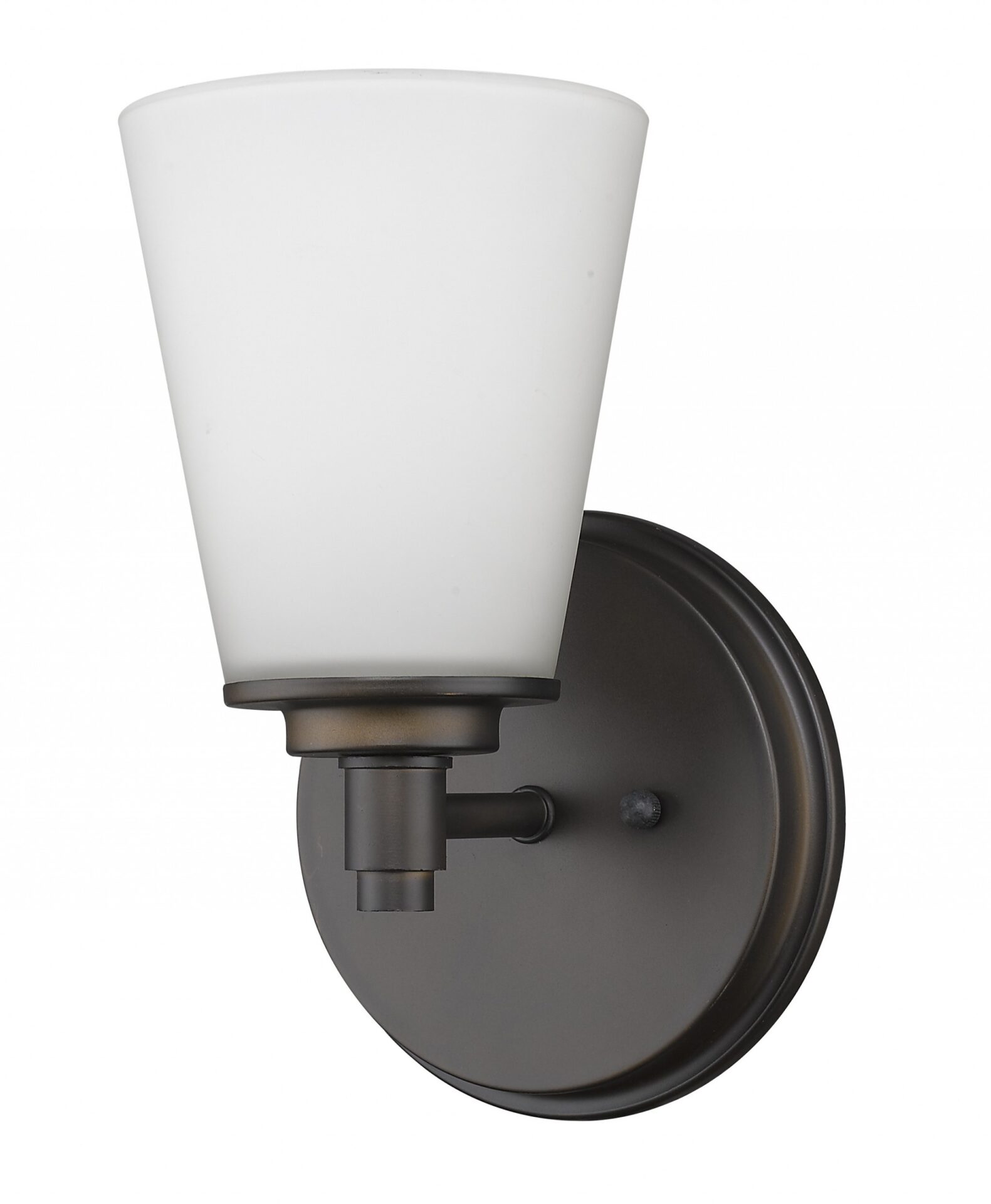 Bronze Wall Sconce with Frosted Glass Shade, Oil-Rubbed Finish 1 Bronze Wall Sconce with Frosted Glass Shade, Oil-Rubbed Finish