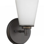 Bronze Wall Sconce with Frosted Glass Shade, Oil-Rubbed Finish 7 Bronze Wall Sconce with Frosted Glass Shade, Oil-Rubbed Finish