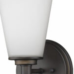 Bronze Wall Sconce with Frosted Glass Shade, Oil-Rubbed Finish 8 Bronze Wall Sconce with Frosted Glass Shade, Oil-Rubbed Finish