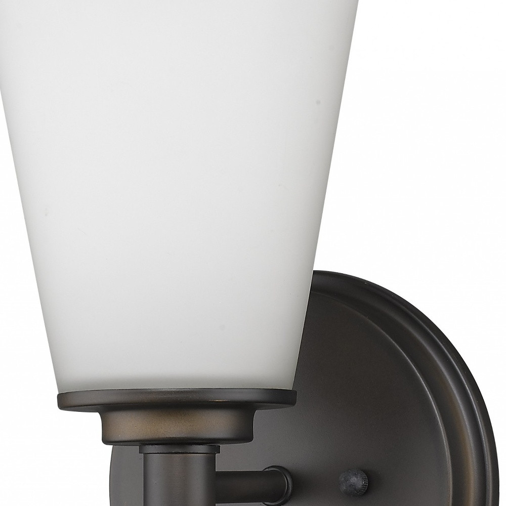 Bronze Wall Sconce with Frosted Glass Shade, Oil-Rubbed Finish 3 Bronze Wall Sconce with Frosted Glass Shade, Oil-Rubbed Finish - Image 3