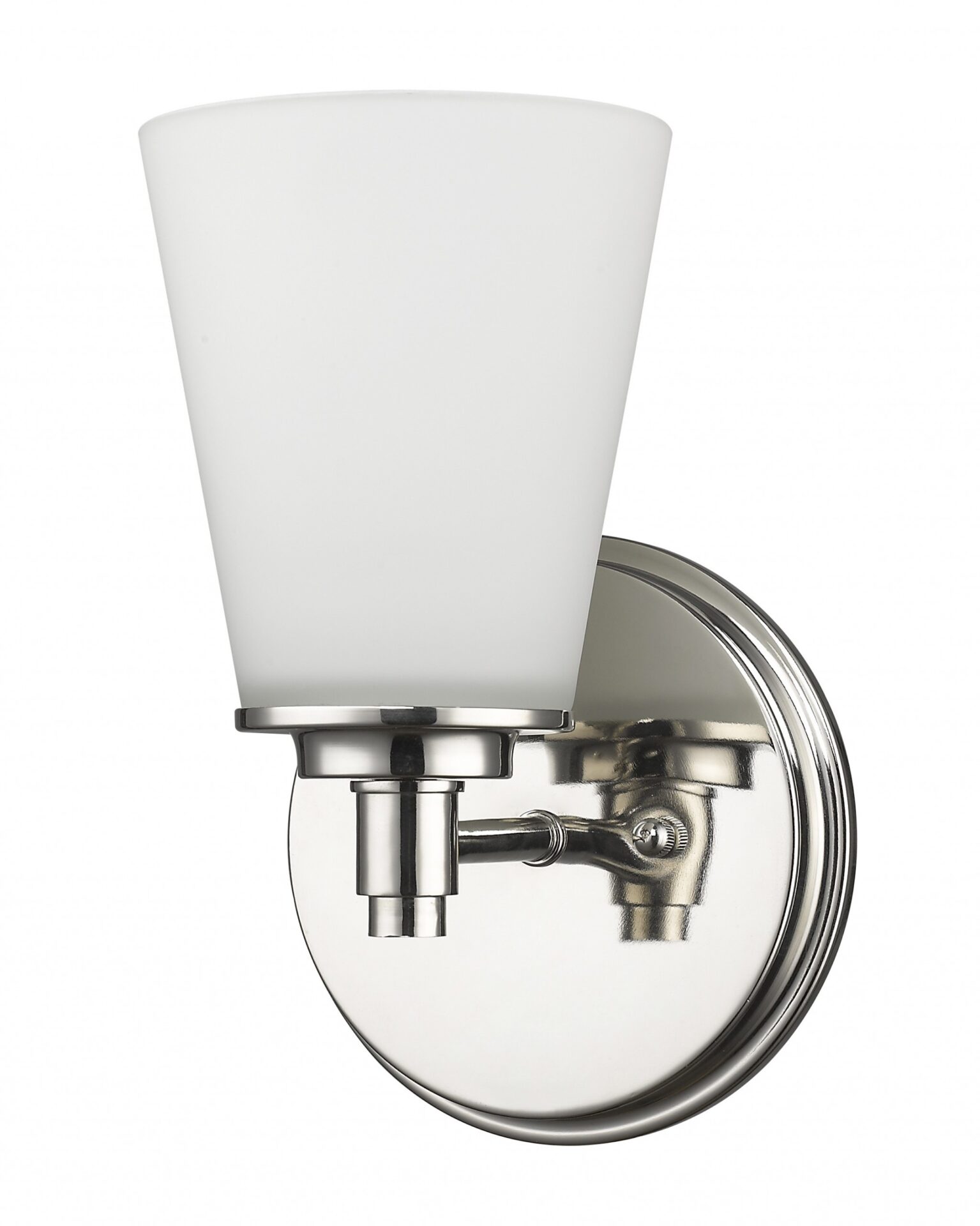 Silver Wall Sconce with Frosted Glass Shade, Polished Nickel Finish 1 Silver Wall Sconce with Frosted Glass Shade, Polished Nickel Finish