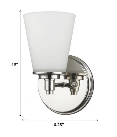 Silver Wall Sconce with Frosted Glass Shade, Polished Nickel Finish 5 Silver Wall Sconce with Frosted Glass Shade, Polished Nickel Finish - Image 5