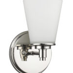 Silver Wall Sconce with Frosted Glass Shade, Polished Nickel Finish 7 Silver Wall Sconce with Frosted Glass Shade, Polished Nickel Finish