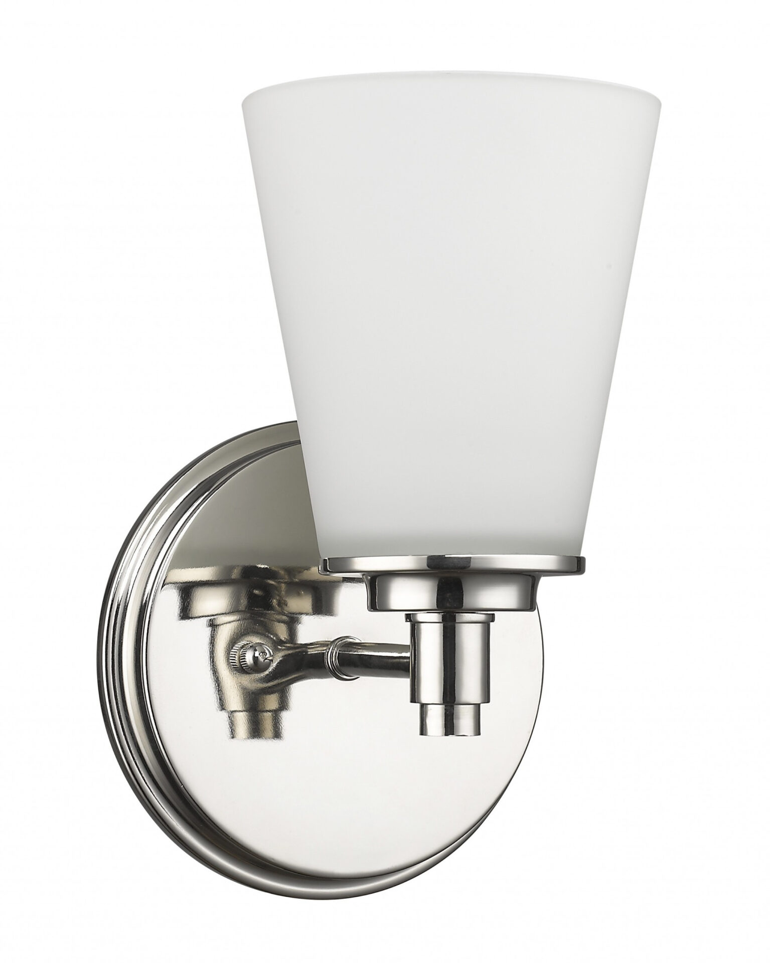Silver Wall Sconce with Frosted Glass Shade, Polished Nickel Finish 2 Silver Wall Sconce with Frosted Glass Shade, Polished Nickel Finish - Image 2