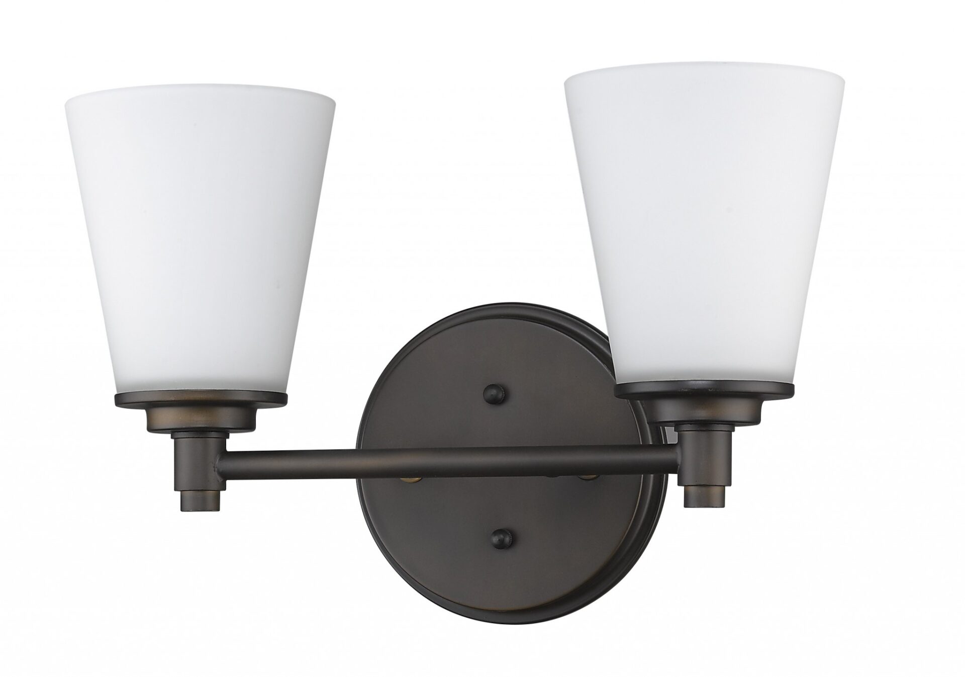 Two-Light Bronze Wall Sconce with Frosted Glass Shades 1 Two-Light Bronze Wall Sconce with Frosted Glass Shades