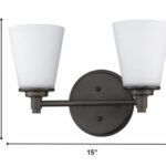 Two-Light Bronze Wall Sconce with Frosted Glass Shades 10 Two-Light Bronze Wall Sconce with Frosted Glass Shades