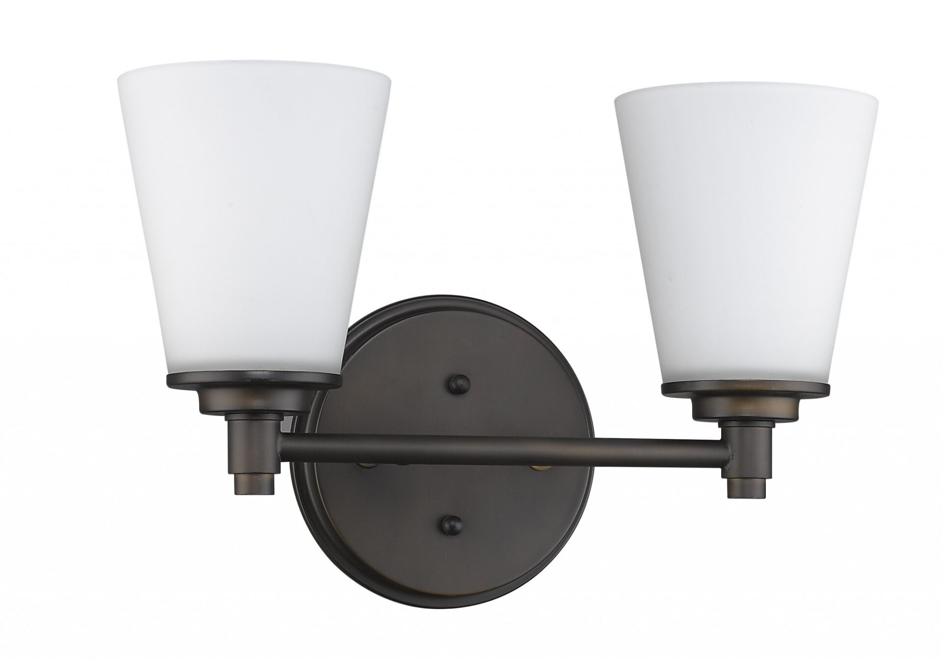 Two-Light Bronze Wall Sconce with Frosted Glass Shades 2 Two-Light Bronze Wall Sconce with Frosted Glass Shades - Image 2