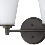 Two-Light Bronze Wall Sconce with Frosted Glass Shades 8 Two-Light Bronze Wall Sconce with Frosted Glass Shades