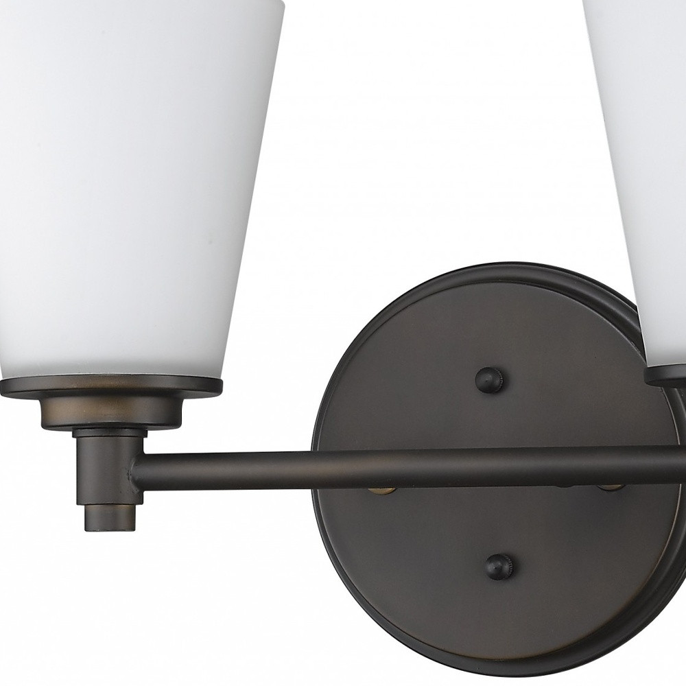 Two-Light Bronze Wall Sconce with Frosted Glass Shades 3 Two-Light Bronze Wall Sconce with Frosted Glass Shades - Image 3