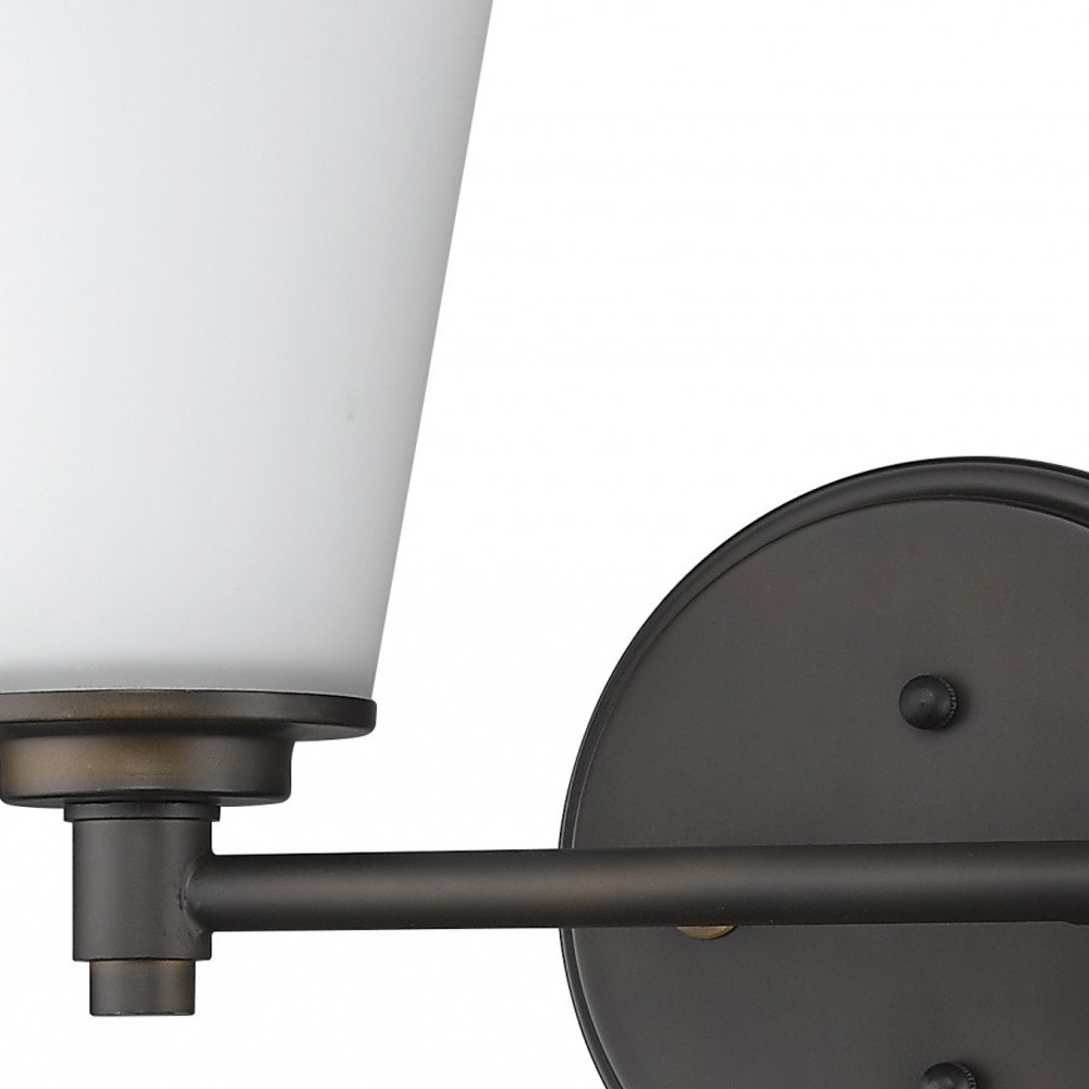 Two-Light Bronze Wall Sconce with Frosted Glass Shades 4 Two-Light Bronze Wall Sconce with Frosted Glass Shades - Image 4