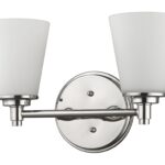 Two-Light Polished Nickel Wall Sconce with Frosted Glass Shades
