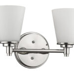 Two-Light Polished Nickel Wall Sconce with Frosted Glass Shades