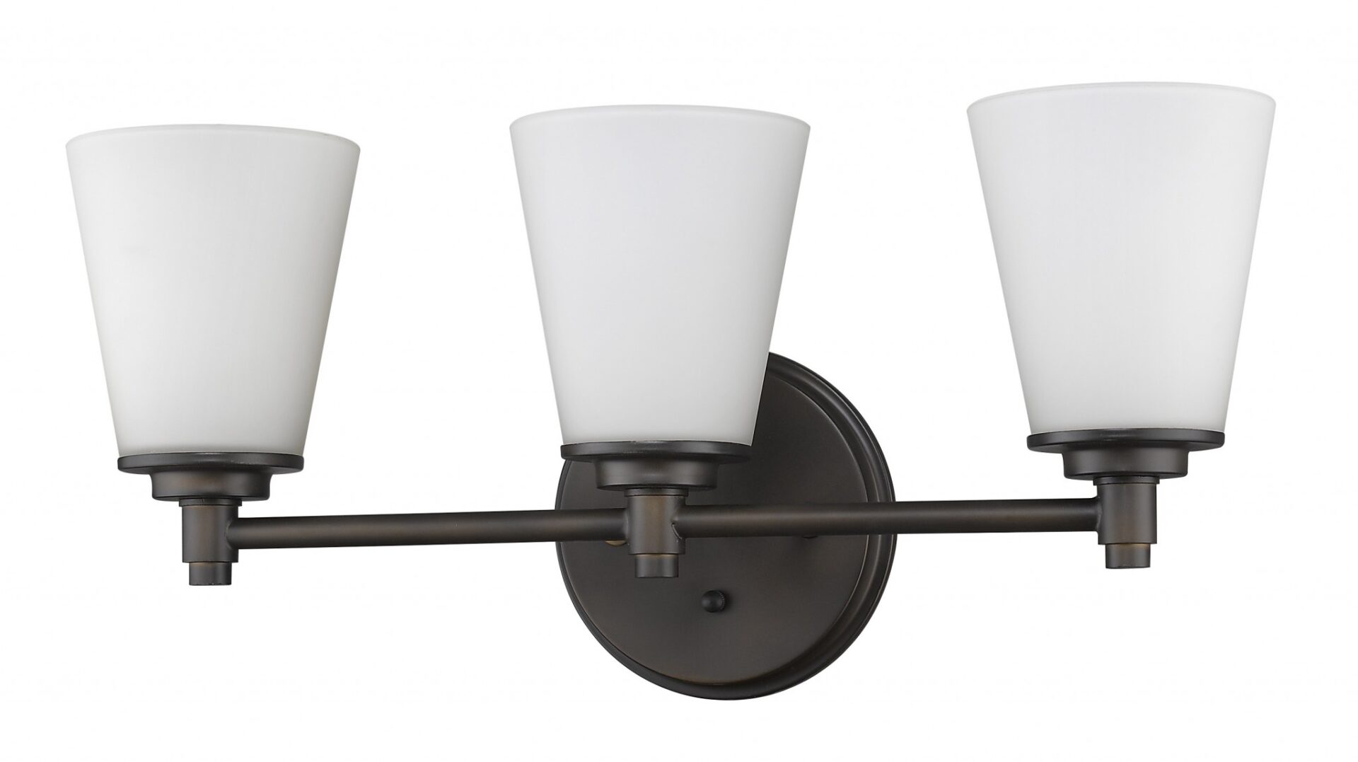 Three-Light Bronze Wall Light with Frosted Glass Shades 1 Three-Light Bronze Wall Light with Frosted Glass Shades