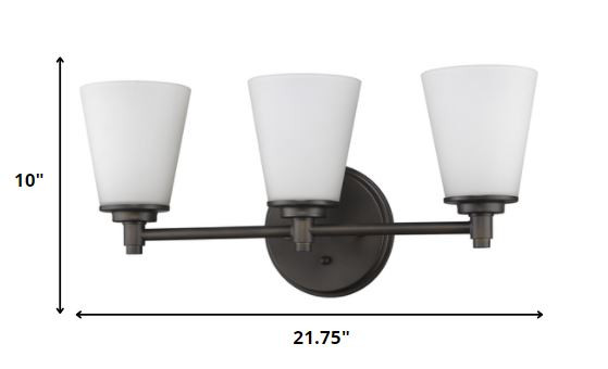 Three-Light Bronze Wall Light with Frosted Glass Shades 5 Three-Light Bronze Wall Light with Frosted Glass Shades - Image 5