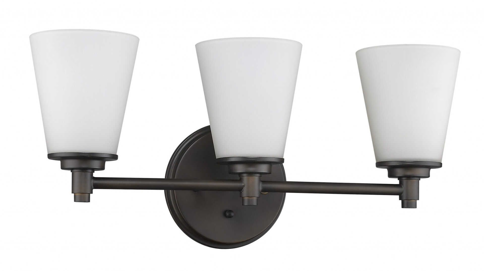 Three-Light Bronze Wall Light with Frosted Glass Shades 2 Three-Light Bronze Wall Light with Frosted Glass Shades - Image 2