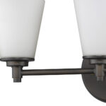 Three-Light Bronze Wall Light with Frosted Glass Shades 8 Three-Light Bronze Wall Light with Frosted Glass Shades