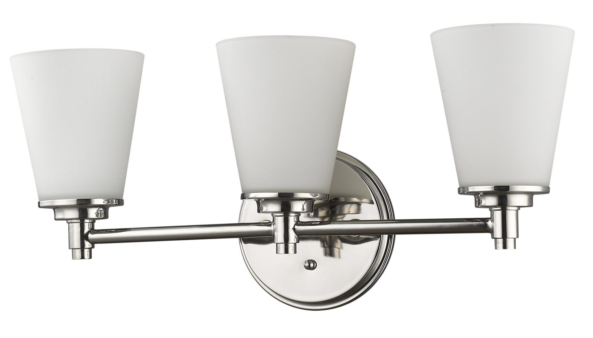 Three-Light Silver Wall Light with Frosted Glass Shades 1 Three-Light Silver Wall Light with Frosted Glass Shades