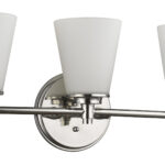 Three-Light Silver Wall Light with Frosted Glass Shades 7 Three-Light Silver Wall Light with Frosted Glass Shades