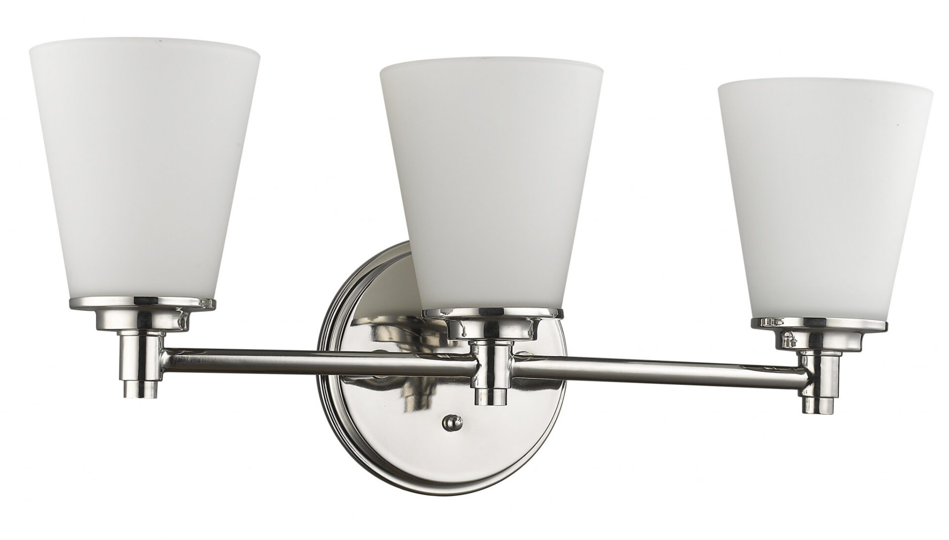 Three-Light Silver Wall Light with Frosted Glass Shades 2 Three-Light Silver Wall Light with Frosted Glass Shades - Image 2