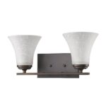 Two-Light Bronze Wall Sconce with Tapered Frosted Glass Shades 6 Two-Light Bronze Wall Sconce with Tapered Frosted Glass Shades