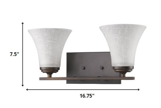 Two-Light Bronze Wall Sconce with Tapered Frosted Glass Shades 5 Two-Light Bronze Wall Sconce with Tapered Frosted Glass Shades - Image 5