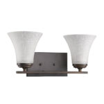 Two-Light Bronze Wall Sconce with Tapered Frosted Glass Shades 7 Two-Light Bronze Wall Sconce with Tapered Frosted Glass Shades