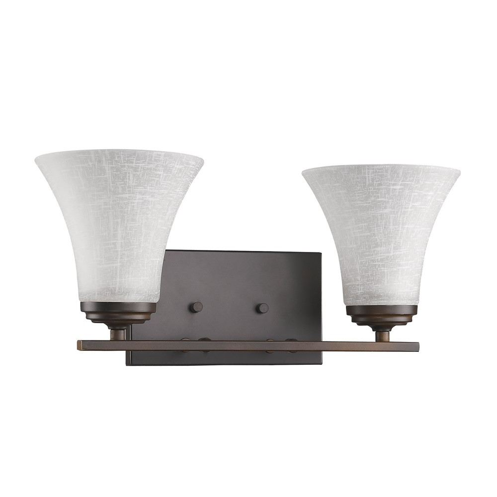 Two-Light Bronze Wall Sconce with Tapered Frosted Glass Shades 2 Two-Light Bronze Wall Sconce with Tapered Frosted Glass Shades - Image 2