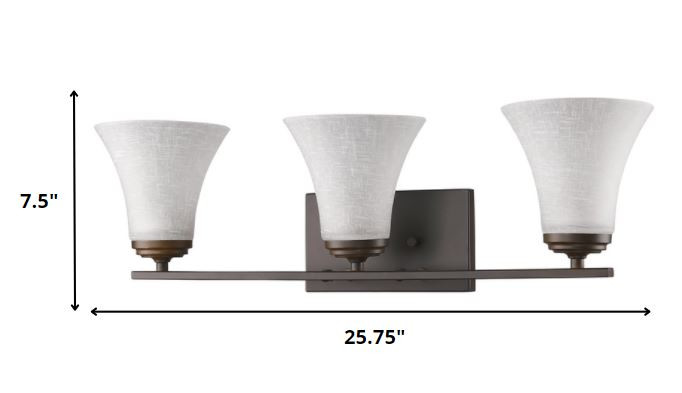 Three-Light Bronze Wall Light with Frosted Tapered Glass Shades 5 Three-Light Bronze Wall Light with Frosted Tapered Glass Shades - Image 5