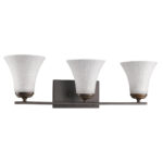 Three-Light Bronze Wall Light with Frosted Tapered Glass Shades 8 Three-Light Bronze Wall Light with Frosted Tapered Glass Shades