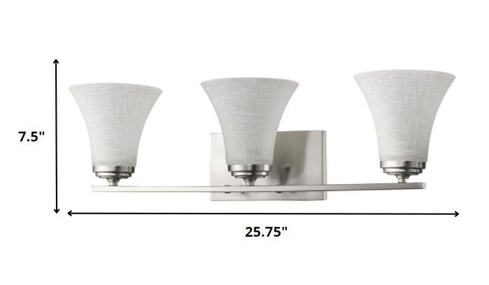 Three-Light Silver Wall Vanity with Tapered Frosted Glass Shades 5 Three-Light Silver Wall Vanity with Tapered Frosted Glass Shades - Image 5