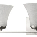 Three-Light Silver Wall Vanity with Tapered Frosted Glass Shades 9 Three-Light Silver Wall Vanity with Tapered Frosted Glass Shades