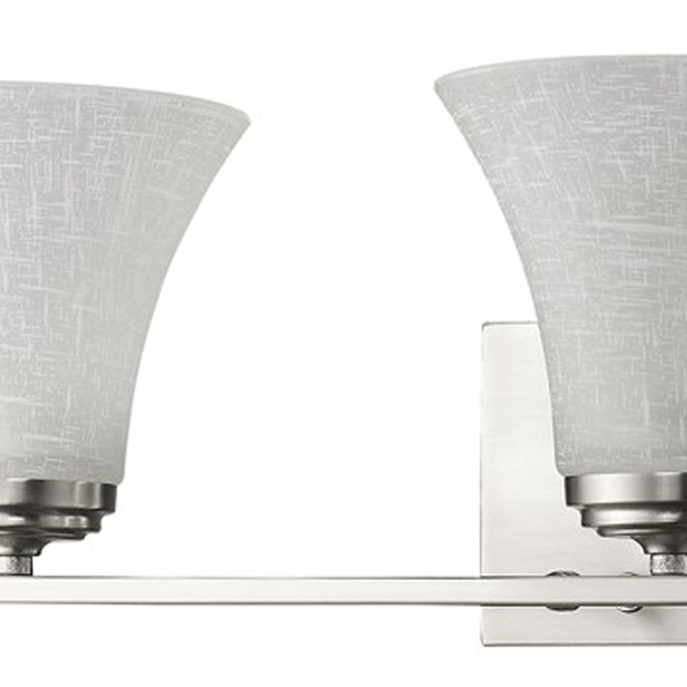 Three-Light Silver Wall Vanity with Tapered Frosted Glass Shades 4 Three-Light Silver Wall Vanity with Tapered Frosted Glass Shades - Image 4