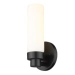 Matte Black Wall Sconce with Frosted Glass Shade