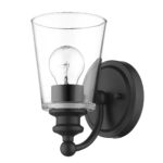 Matte Black Glass Shade Wall Sconce with Curved Arm